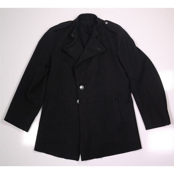 Vintage British NFS Fire Coat Manclark & Son Navy Blue Wool Pea Coat Small 36